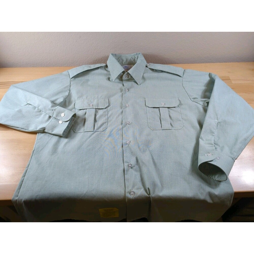 DSCP Garrison Size 17 1/2 Green Long Sleeve Uniform Military Button Up Shirt